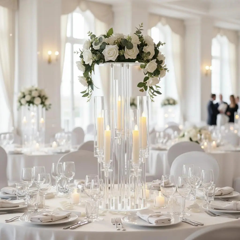 Vincigant Five Arm Acrylic Candelabra Decorative Centerpiece For Wedding
