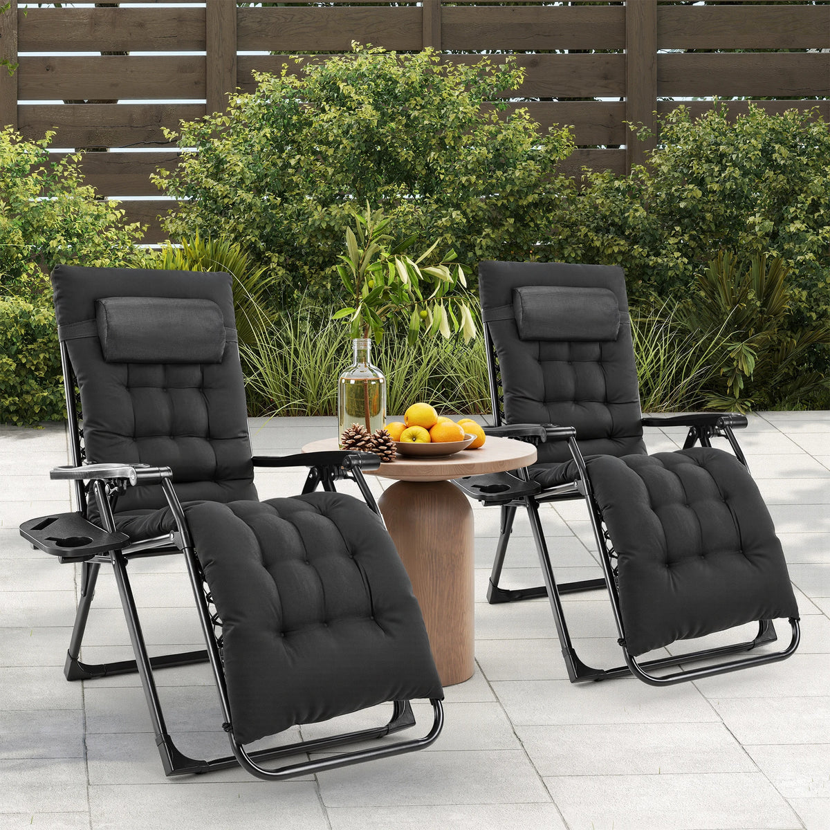 JHK Zero Gravity Recliner Outdoor Lounge Chair Cup Holder Trays