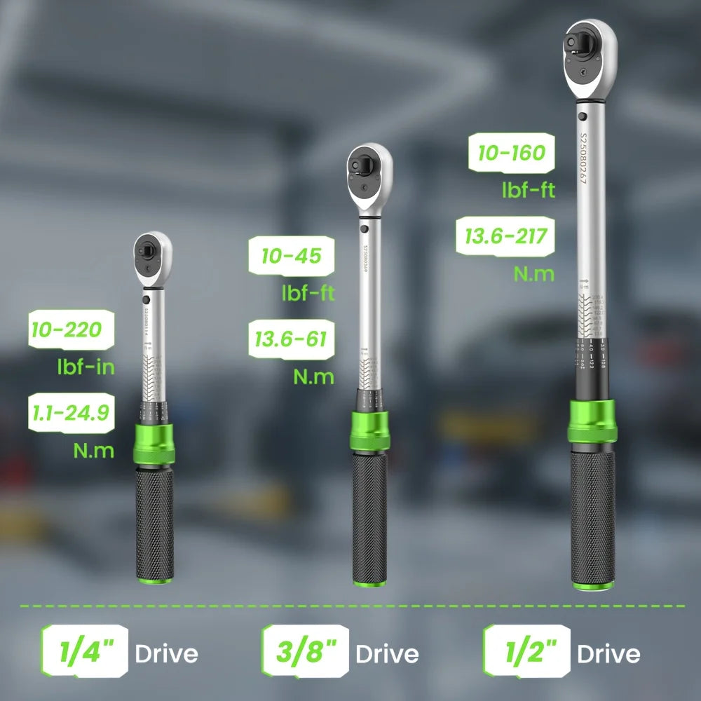TaskStar Preset Click Torque Wrench Set DualScale Precision