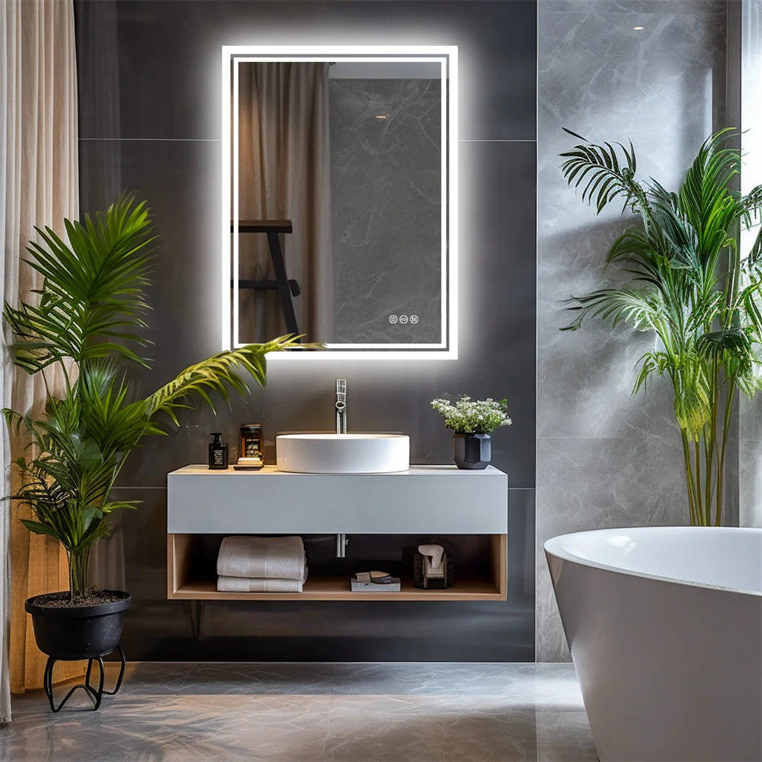 LUVODI Illuminated LED Backlit Frameless Defog Bathroom Mirror