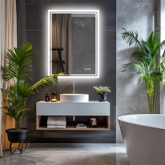 LUVODI Illuminated LED Backlit Frameless Defog Bathroom Mirror