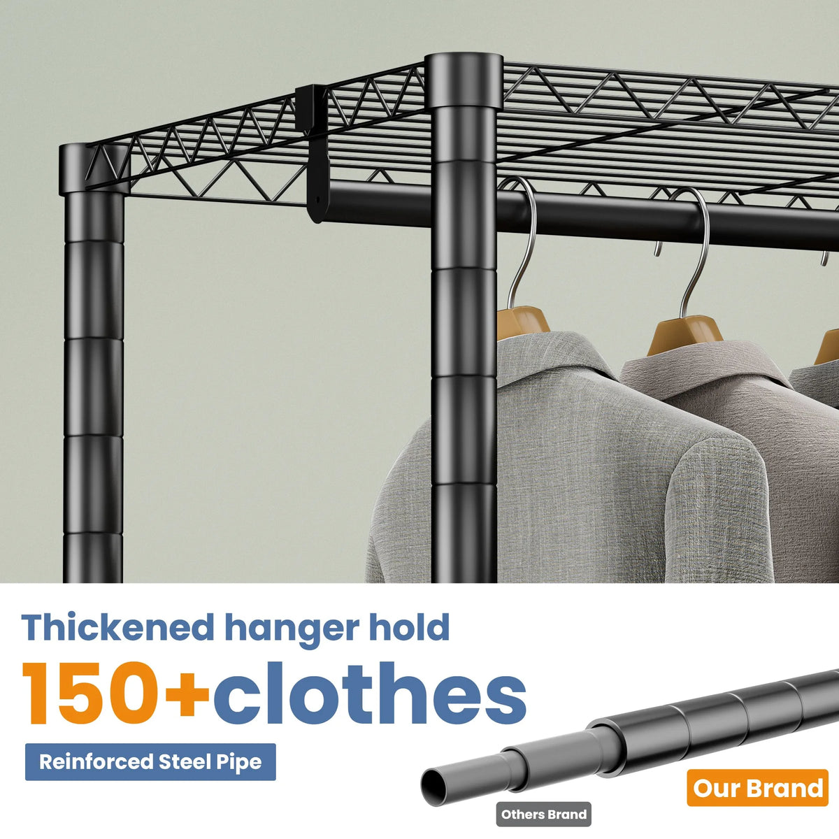 Freestanding Portable Wardrobe Clothes Rack Storage Organizer Heavy Duty 960 Lb