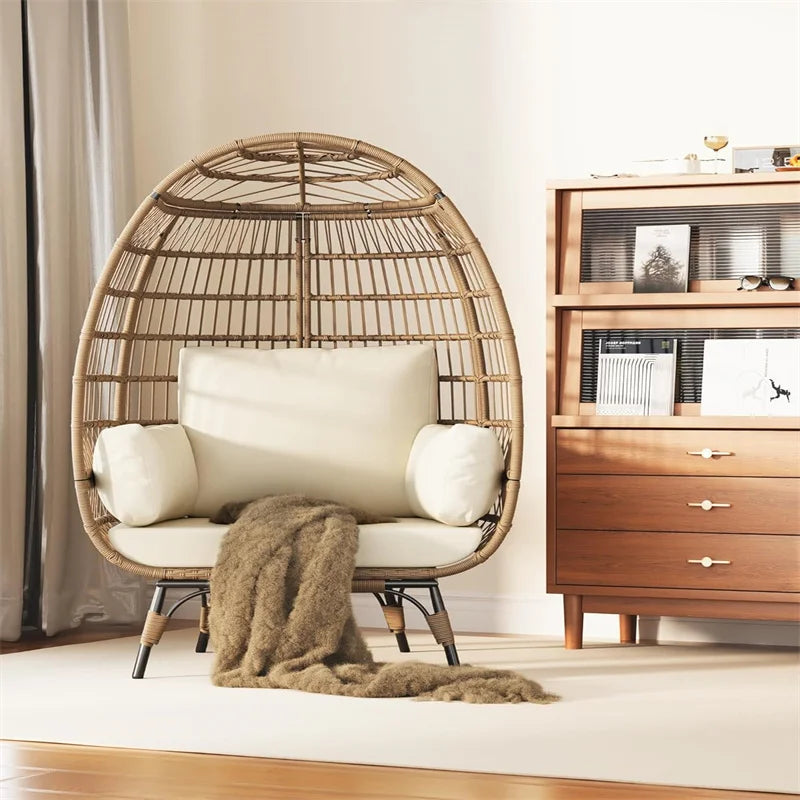 HiMISS Oversized Outdoor Egg Chair With Cushions And Steel Frame
