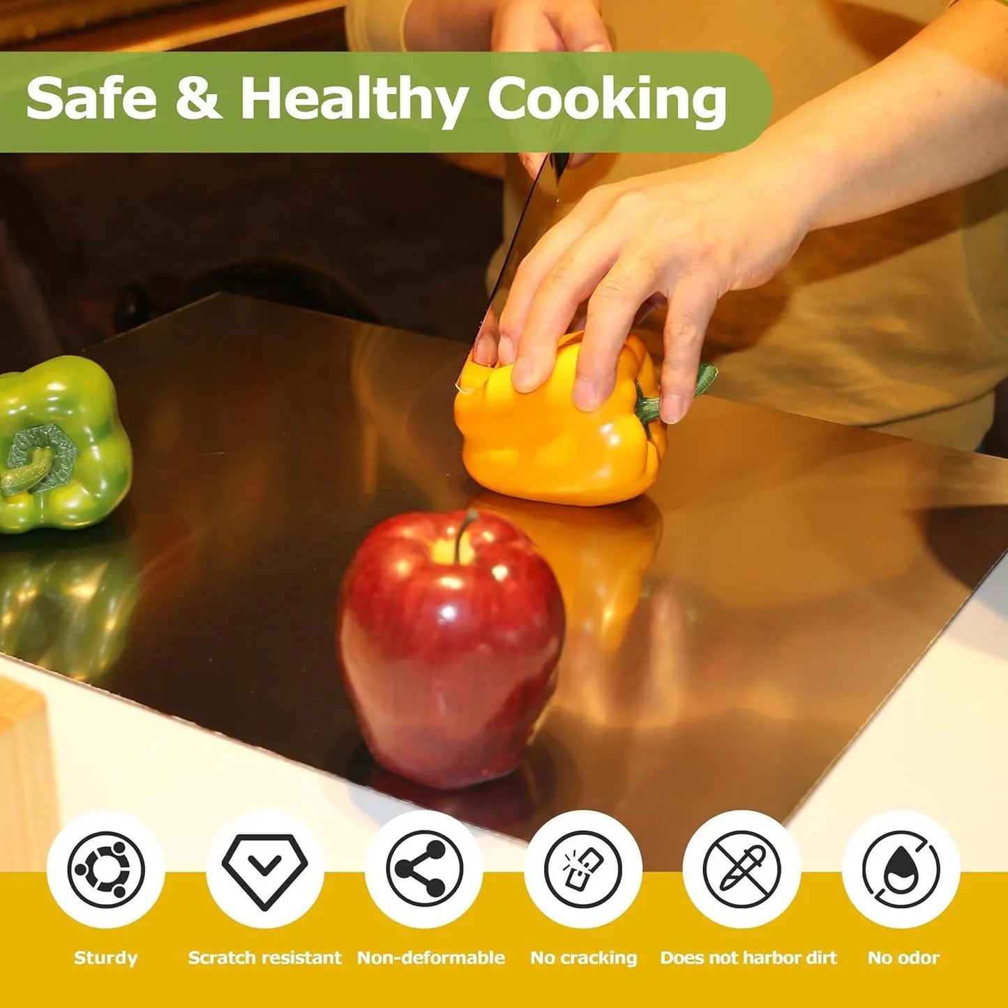Stainless Steel Cutting Board With Lip For Over Sink Kitchen Prep