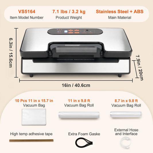 SucceBuy Vacuum Sealer Machine 130W 90Kpa With Free Vacuum Bags
