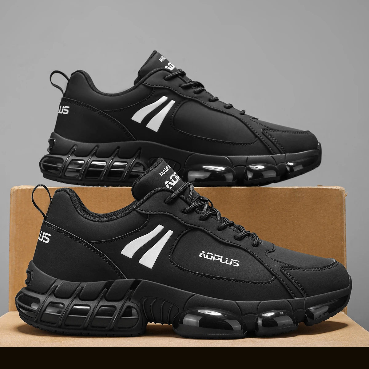 Mens Anti Slip Thick Sole Casual Shoes With Height Boost