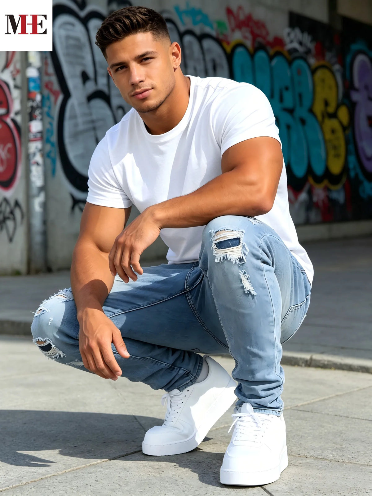 HME Men Stretch Denim Pants Slim Fit Casual Cotton Jeans