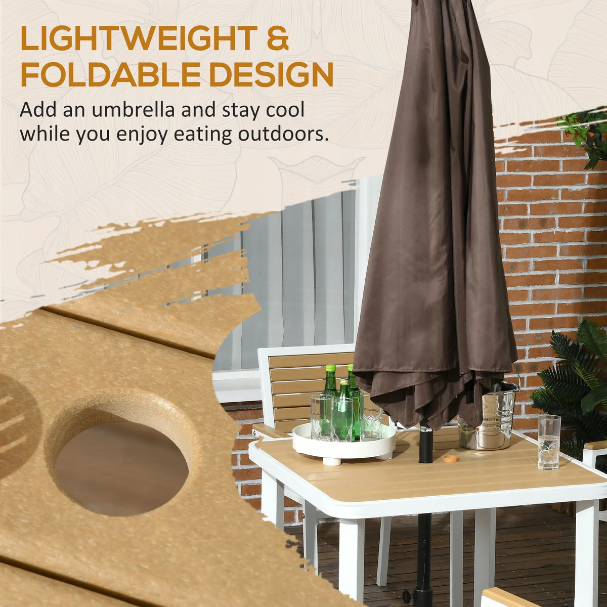 Outdoor Aluminum Patio Dining Set for Four with Umbrella Hole