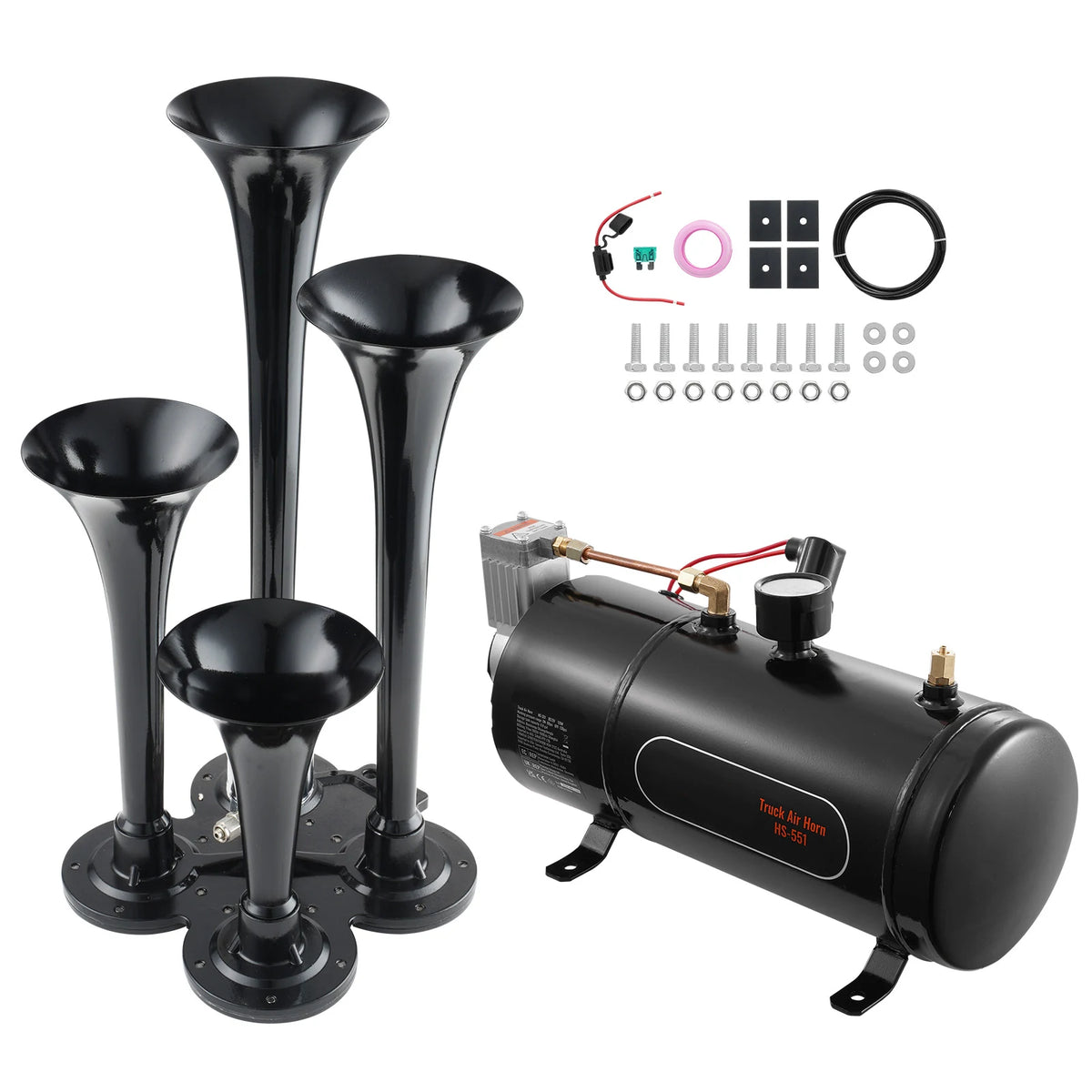 SucceBuy 150dB Four Trumpet Train Horn Kit With 12V Compressor