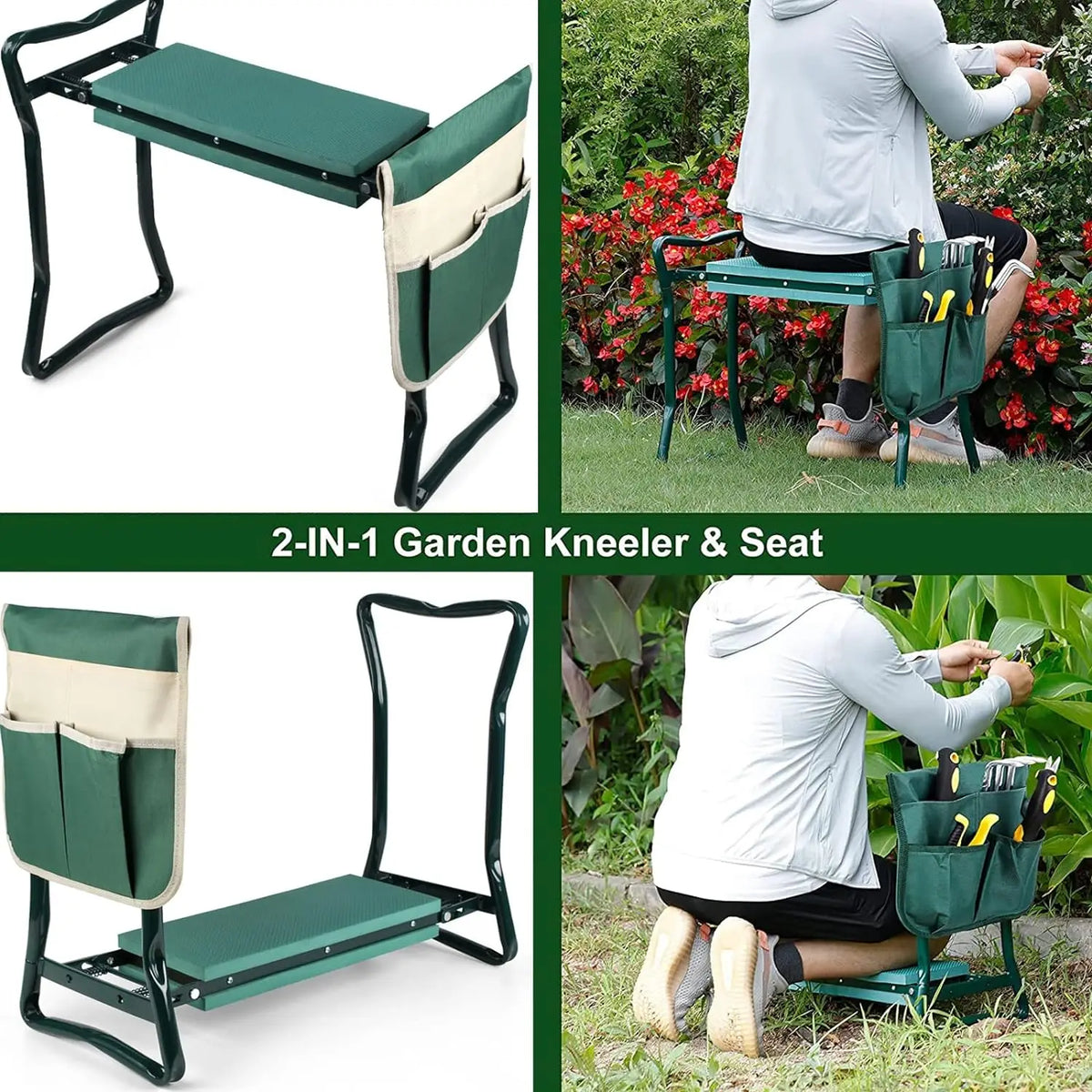 Upgraded Folding Garden Kneeler and Seat Bench Portable