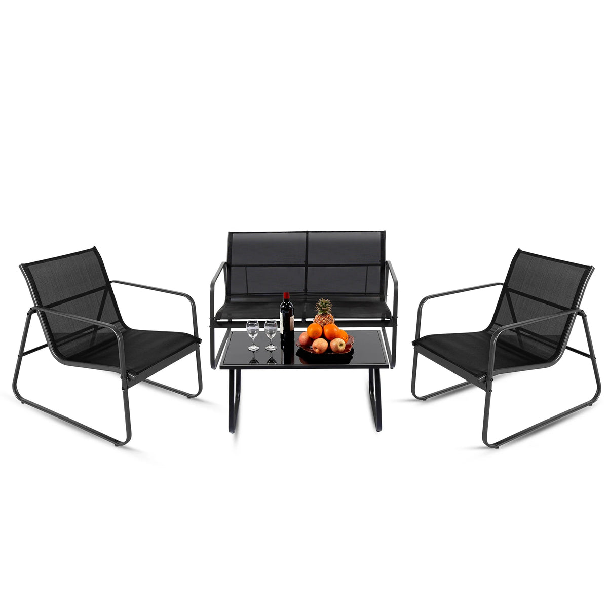 JHK Outdoor Patio Furniture Set With Table And Metal Frame