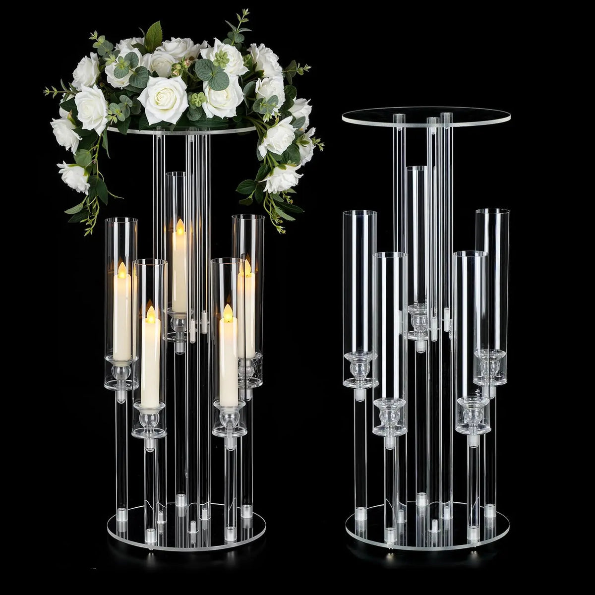 Vincigant Five Arm Acrylic Candelabra Decorative Centerpiece For Wedding