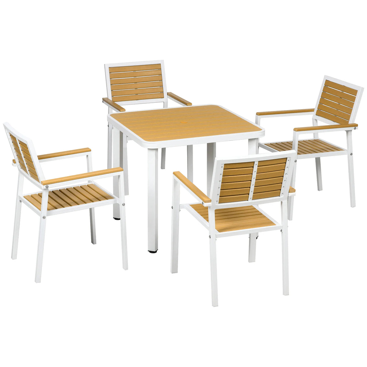Outdoor Aluminum Patio Dining Set for Four with Umbrella Hole