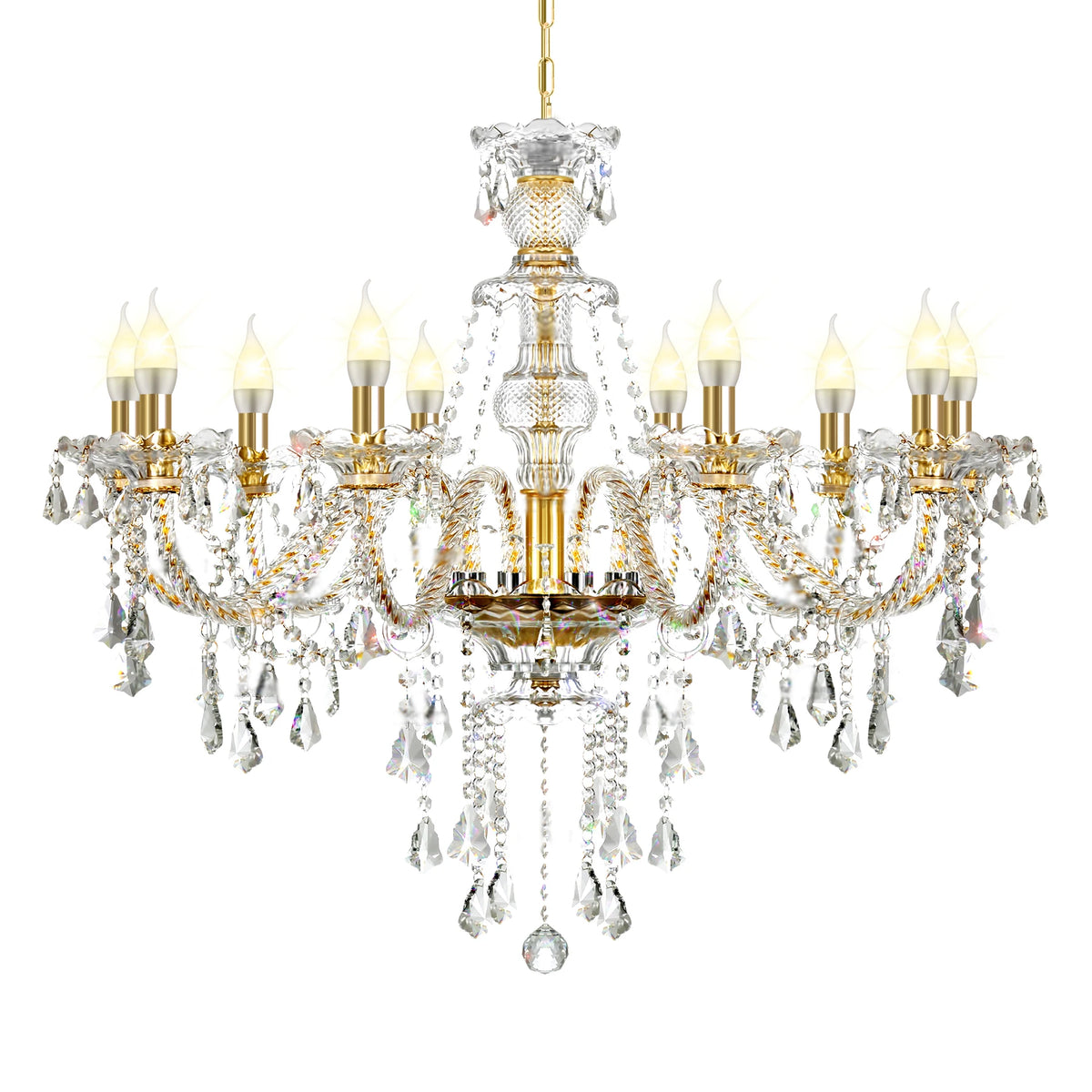 Modern K9 Crystal Chandelier With Adjustable Chain Pendant Light