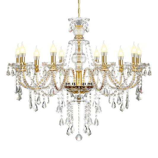 Modern K9 Crystal Chandelier With Adjustable Chain Pendant Light