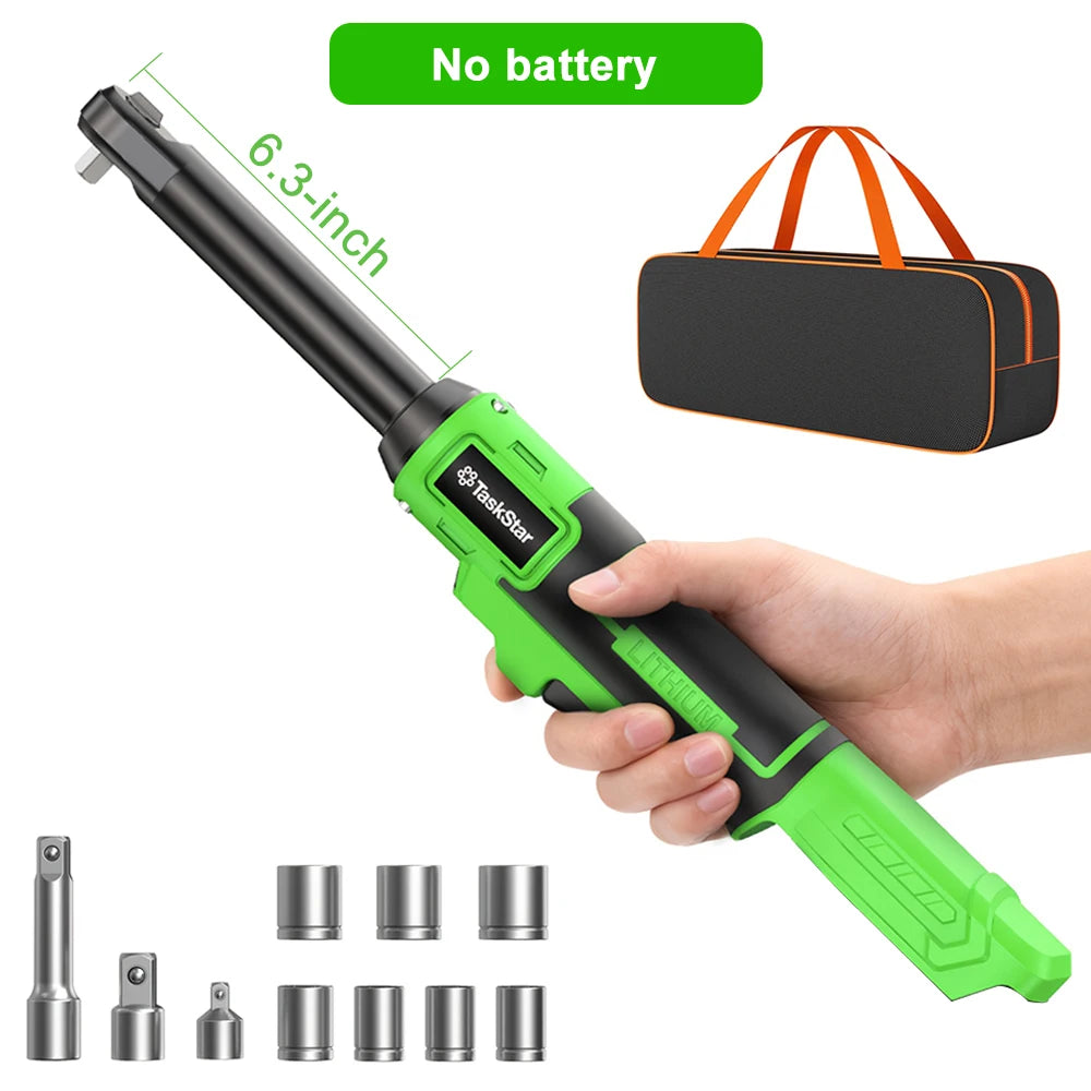 TaskStar 21V Cordless Ratchet Wrench Three Eighths Drive With Two Batteries