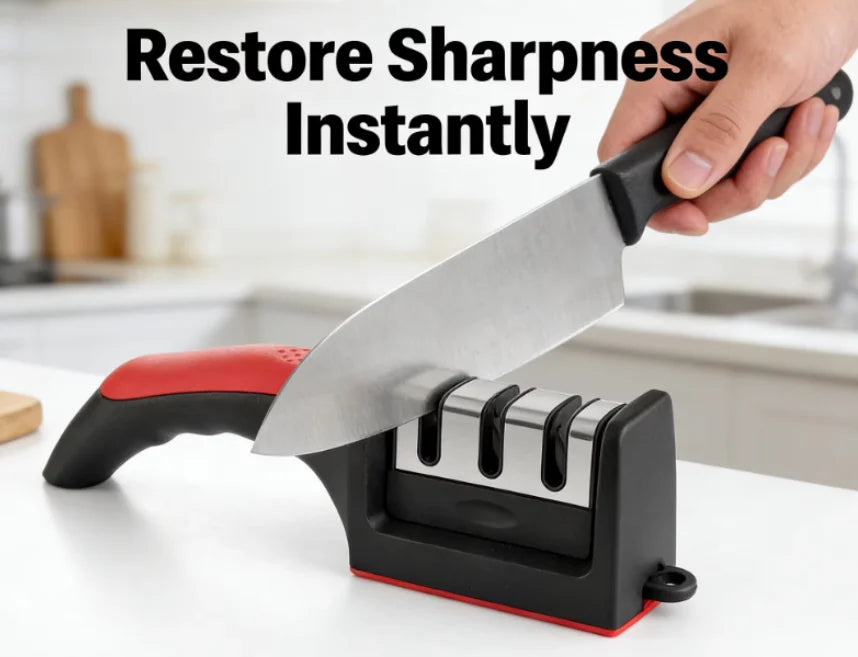 3 Stage Knife Sharpener Double Pack With Non Slip Base