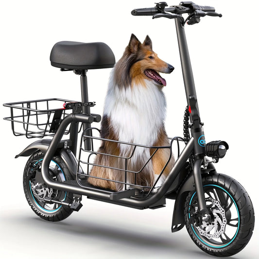 Gyroor Foldable Electric Scooter With Spacious Pet Basket
