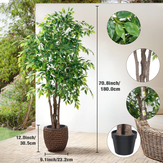 Olitree Realistic Artificial Ficus Tree With Indoor Planter