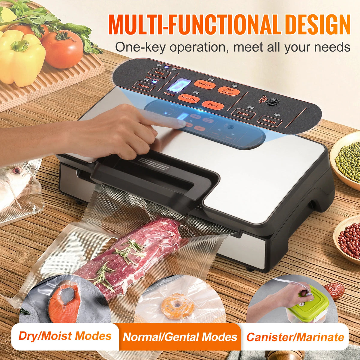 SucceBuy Vacuum Sealer Machine 130W 90Kpa With Free Vacuum Bags