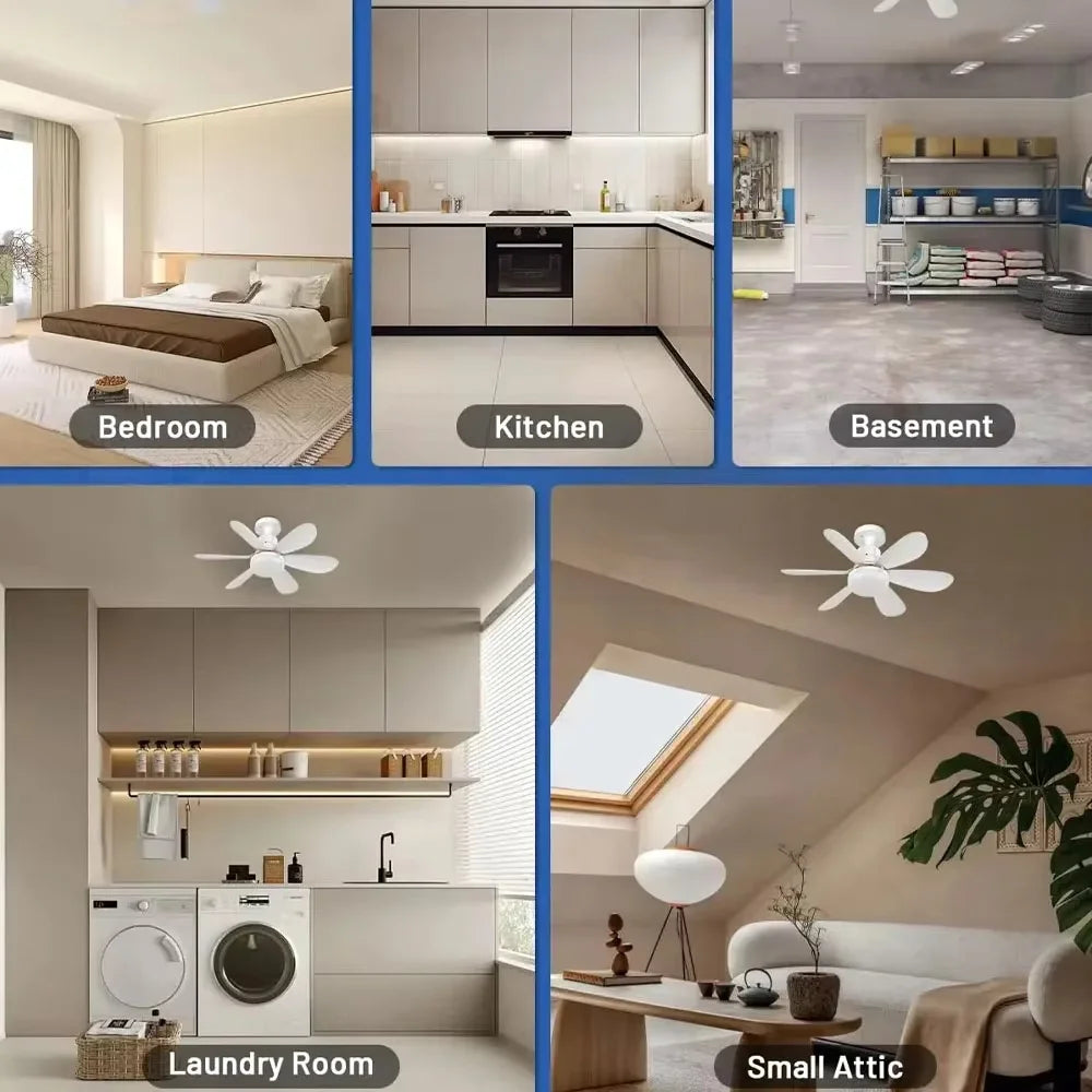 Ceiling Fan With Remote Control And LED Light E27 Base