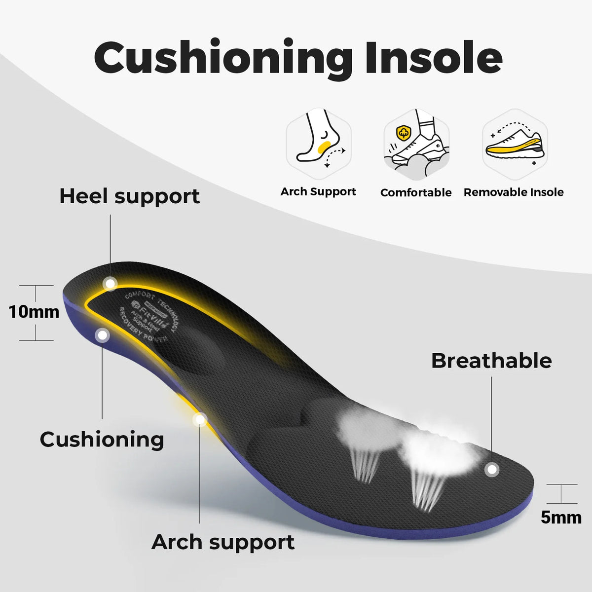 Fitville Men Diabetic Shoes Extra Wide Hook and Loop Walking Shoes
