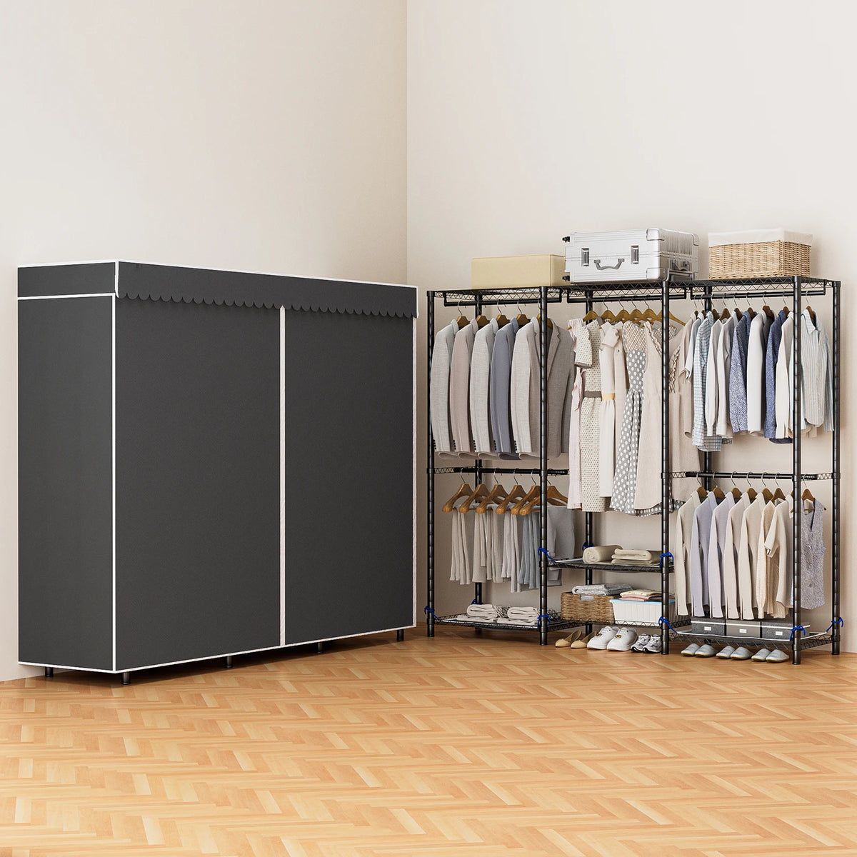 Freestanding Portable Wardrobe Clothes Rack Storage Organizer Heavy Duty 960 Lb