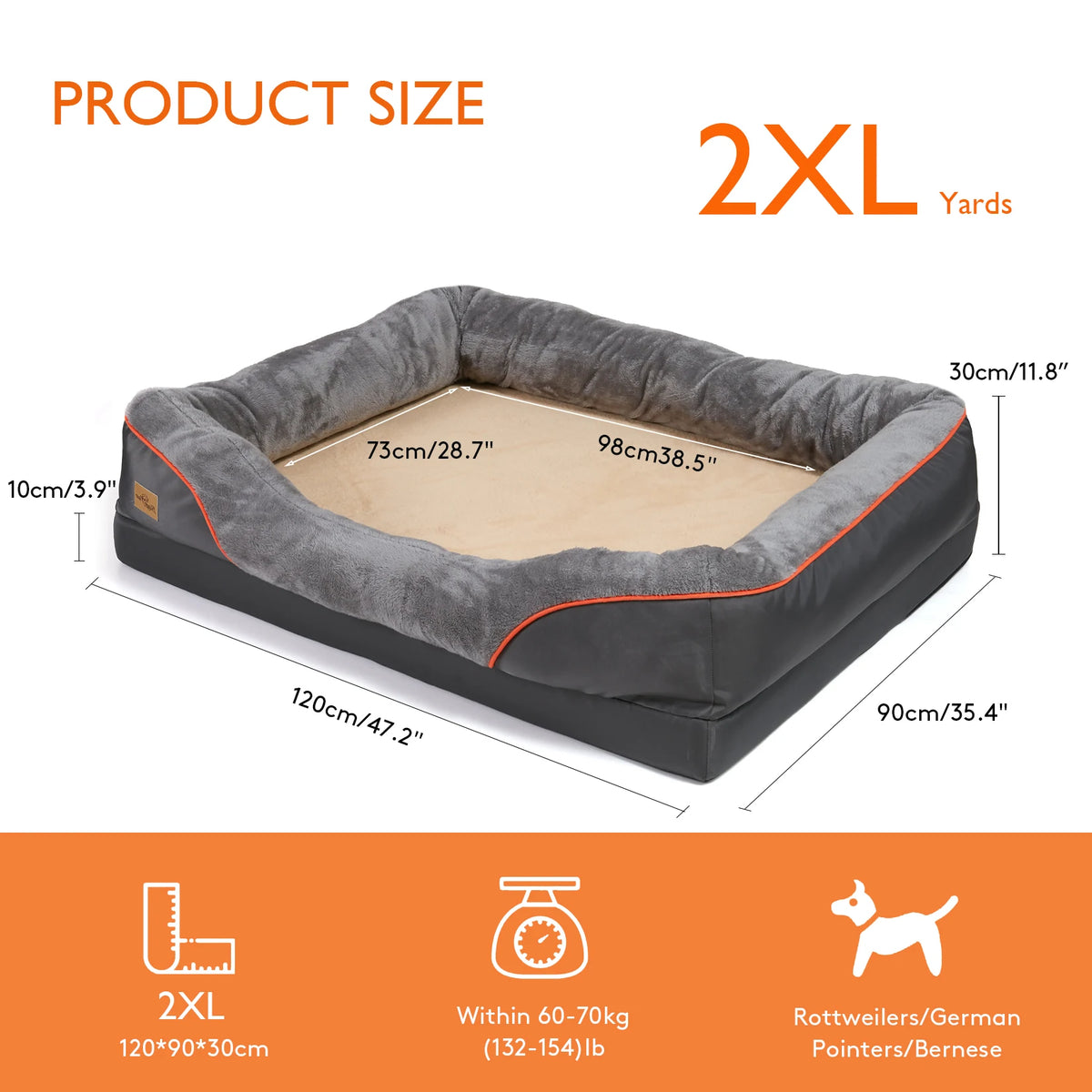 Bingopaw Anti Allergy Waterproof Dog Bed With Removable Fleece Cover