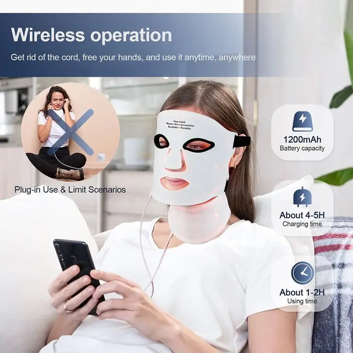Foreverlily Silicone LED Mask For Skin Rejuvenation With Neck