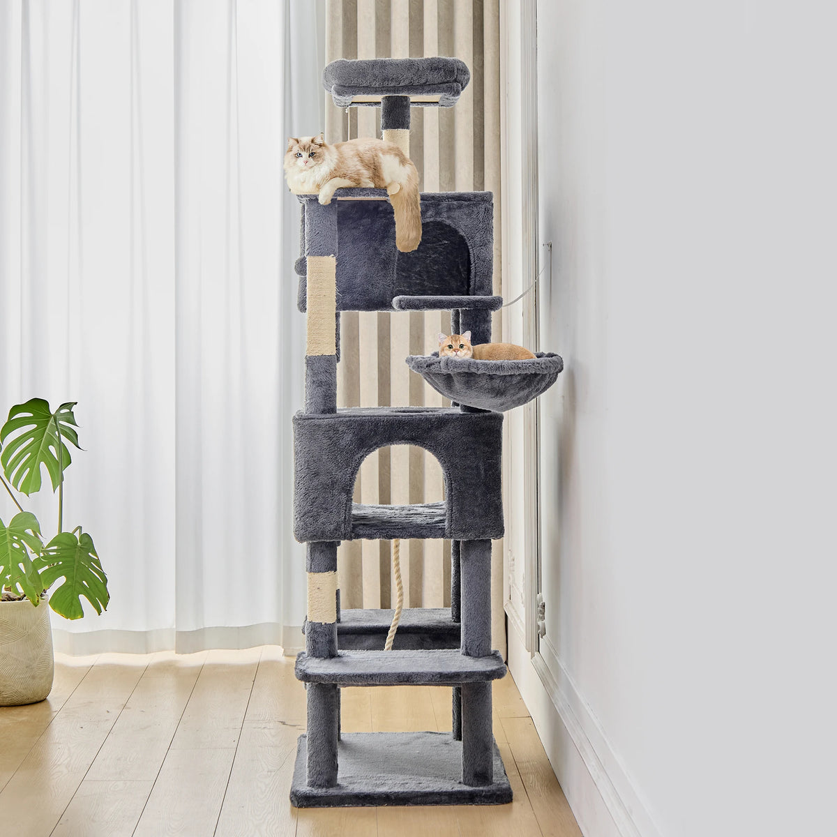 JHK Multilevel Cat Tree Tower Featuring Sisal Posts And Condo