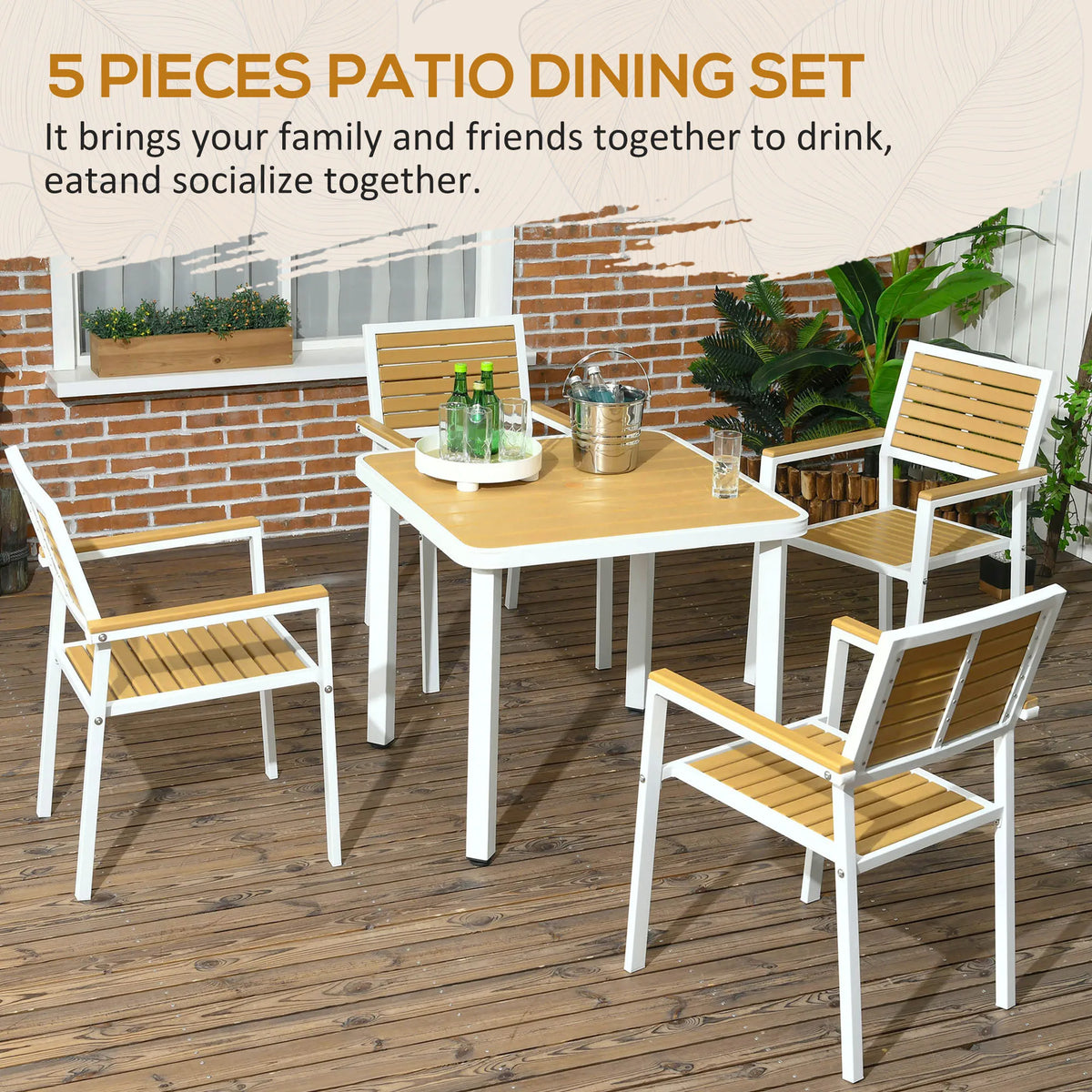 Outdoor Aluminum Patio Dining Set for Four with Umbrella Hole