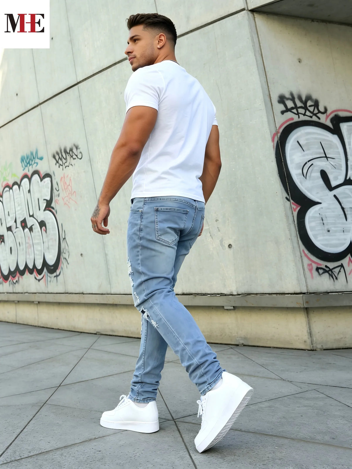 HME Men Stretch Denim Pants Slim Fit Casual Cotton Jeans
