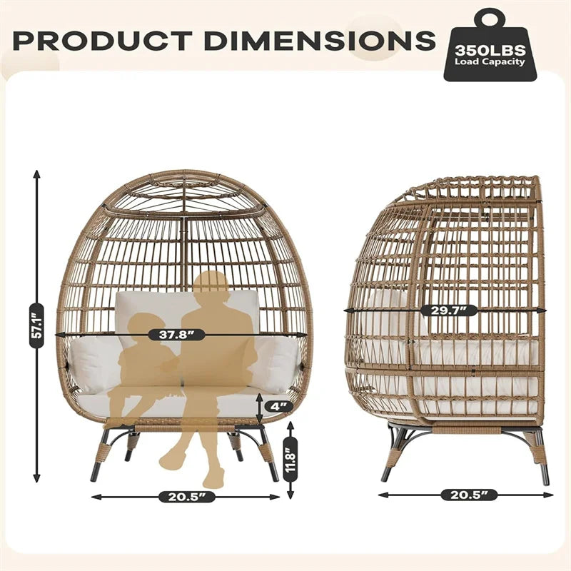 HiMISS Oversized Outdoor Egg Chair With Cushions And Steel Frame