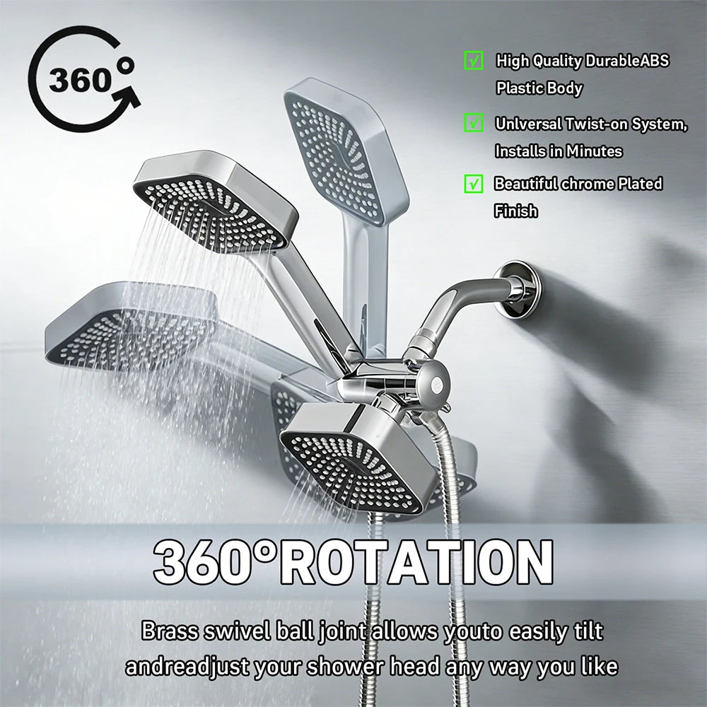 Two In One Shower Set With High Flow Nozzle Handheld